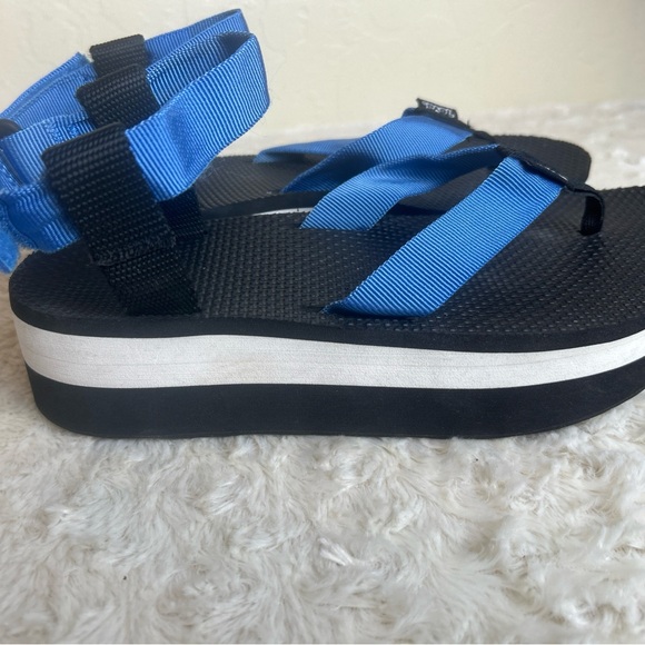 Teva Sandals Platform Thing Womens Sz 8 Blue Adjustable Straps 1008843 - Picture 3 of 7